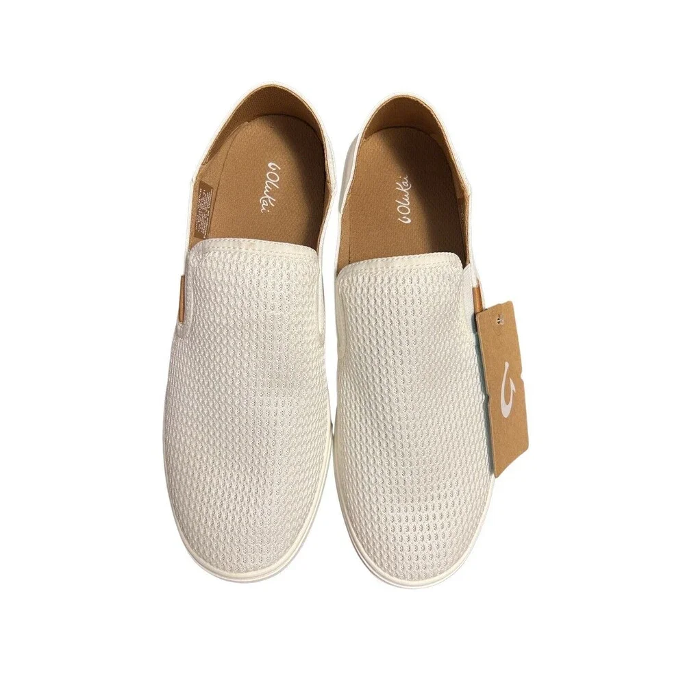 Olukai Pehuea Bright‎ White Sneaker Slip-on Flat US Women Size 11